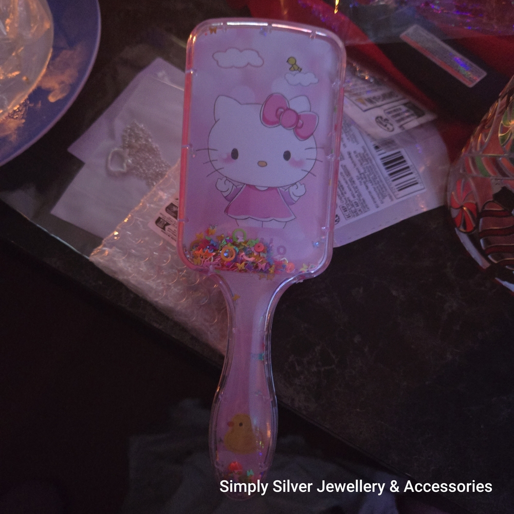 Hello Kitty Pink and White Hairbrush with Sparkle Handle